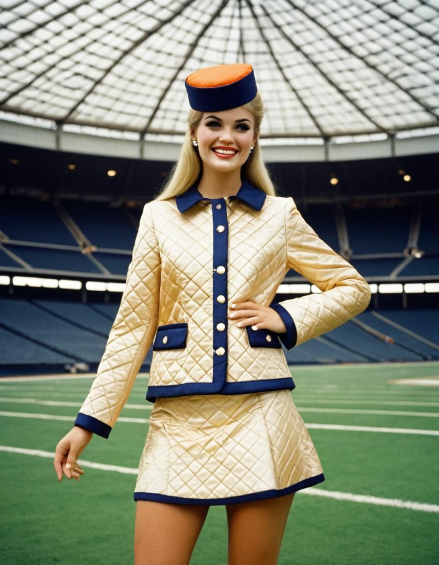 1967 Houston Astrodome Usherette in Quilted Satin