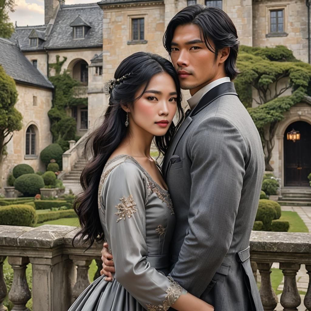Regency Romance Book Cover with Asian Couple
