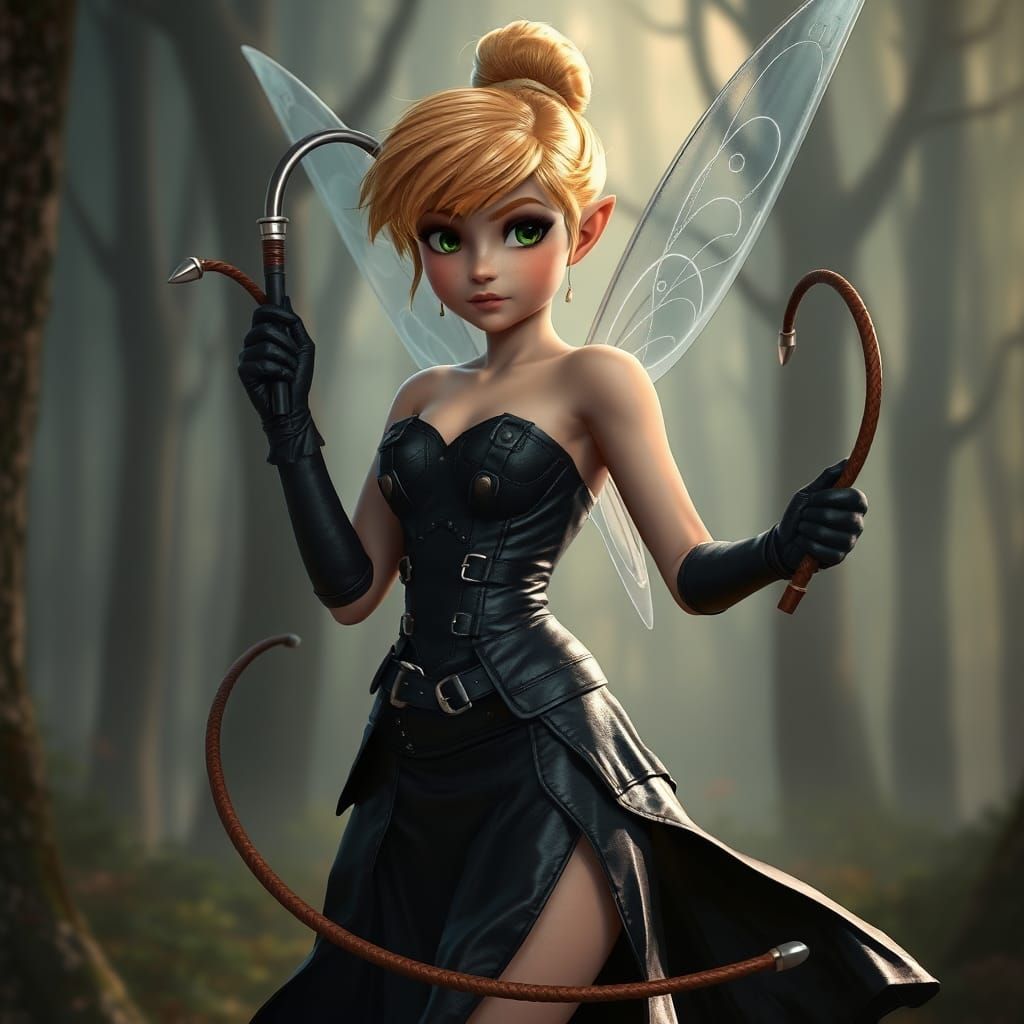 Realistic Tinkerbell in Leather with Whip