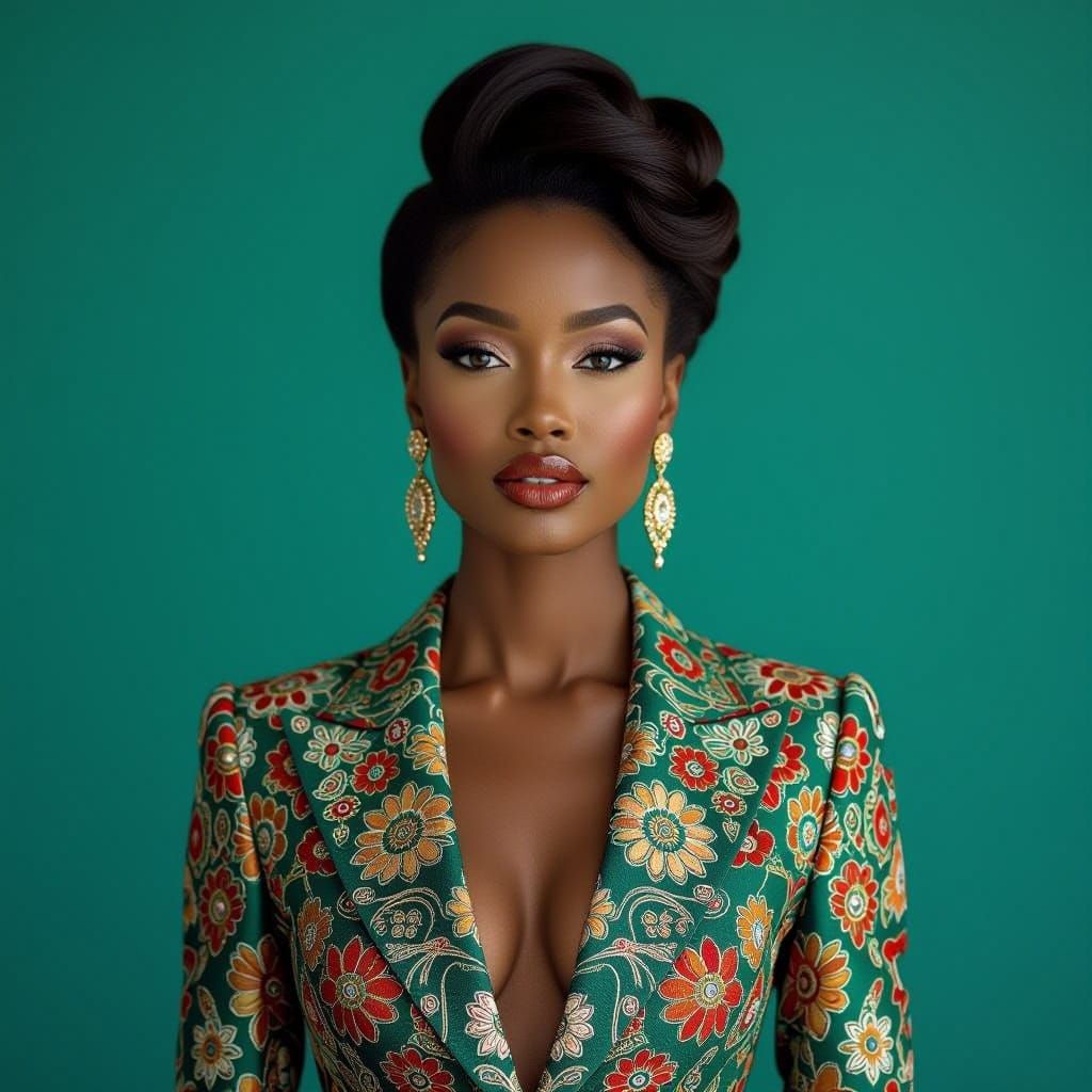 Elegant Couture Portrait in the Style of Contemporary Master...