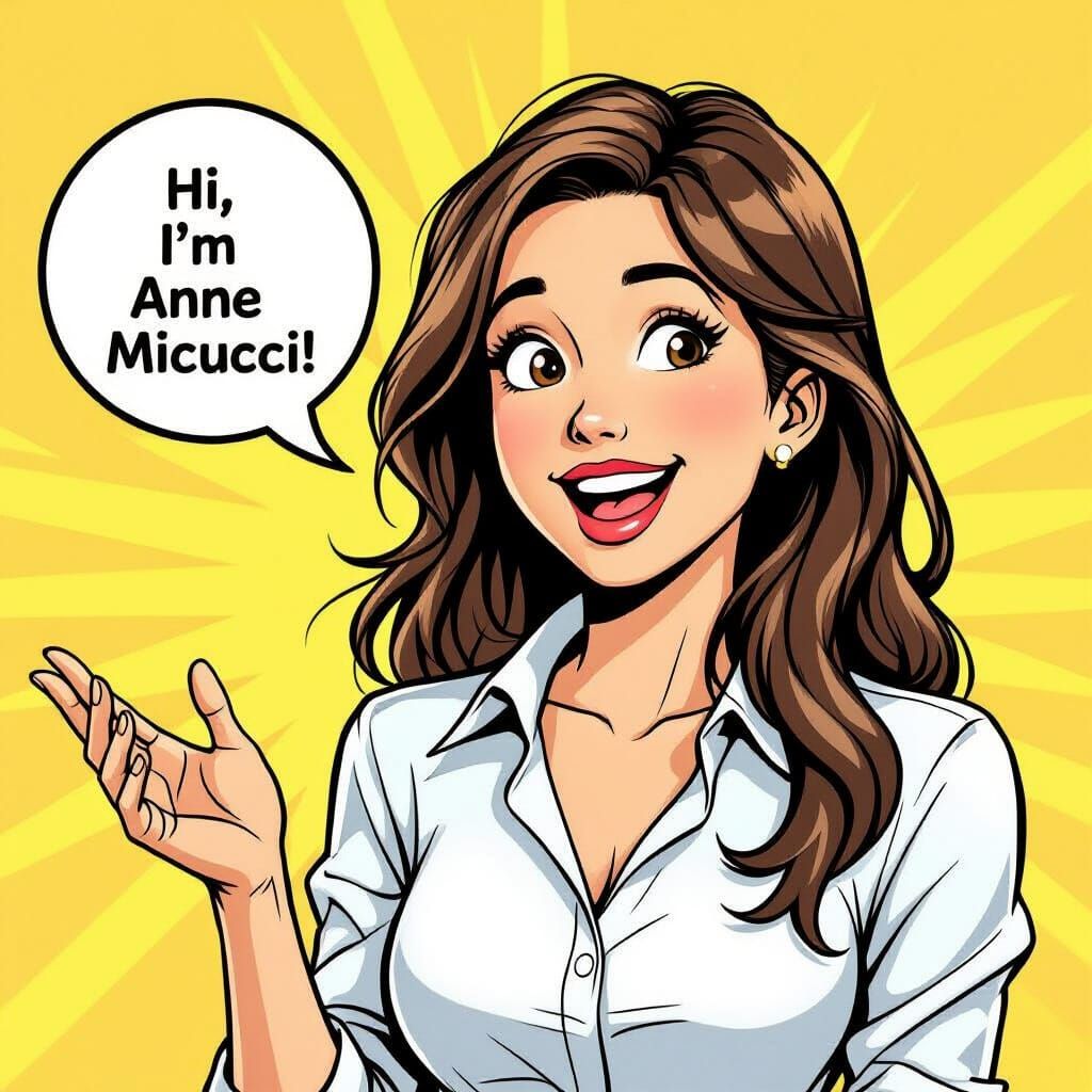 Animated Young Woman Introduces Herself With Speech Bubble