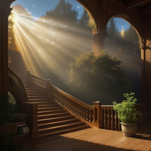 Surreal Staircase to Heaven in Hyper Realistic Style
