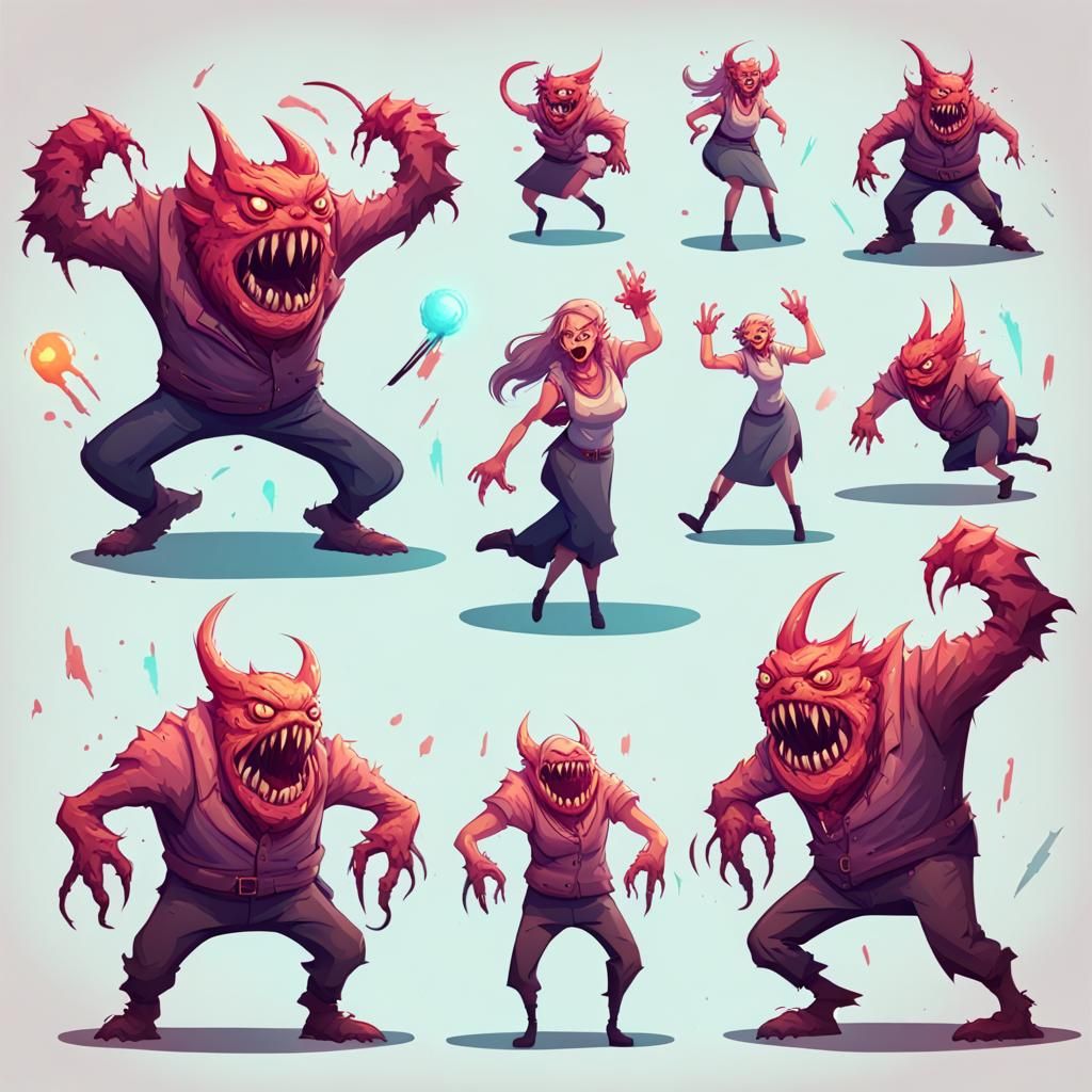 Creepy Battle Monster School Teacher Concept Art