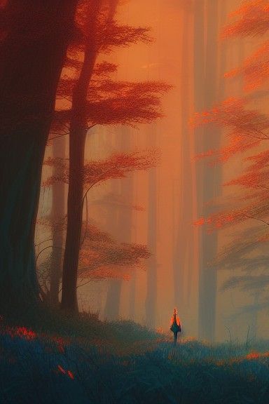 Ethereal Woman in Autumn Forest: Film Noir Portrait