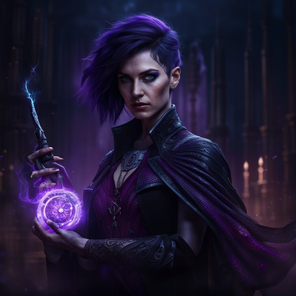 Dark Fantasy Necromancer with Wizard Staff