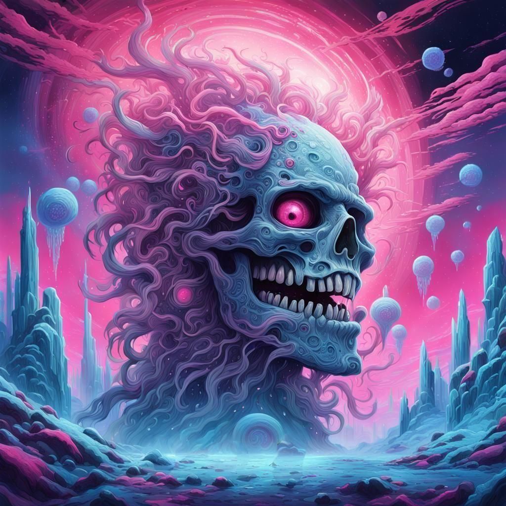 Cyberpunk Ice Field with Teeth: Surrealist Digital Art