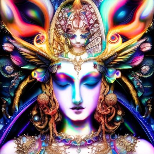 Ethereal Goddess in Aetherpunk Fairytale Illustration