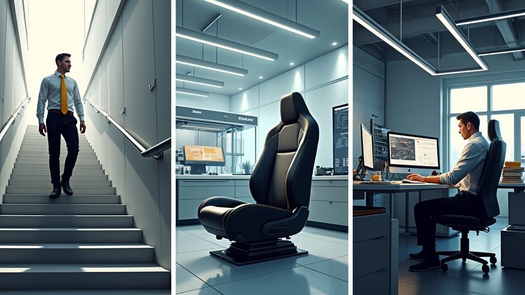 Professional European Man in Cyberpunk Corporate Settings