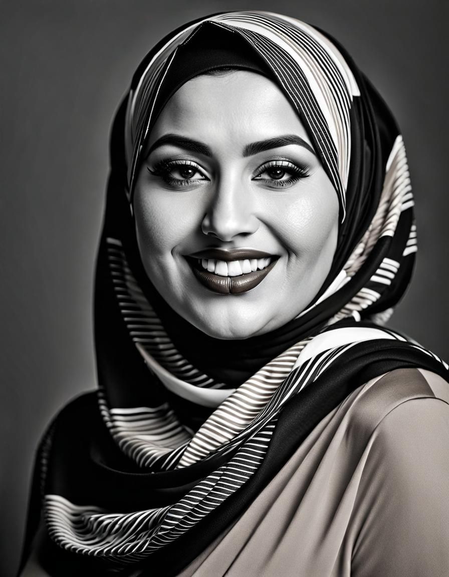 Elegant Black and White Portrait of Middle Eastern Woman