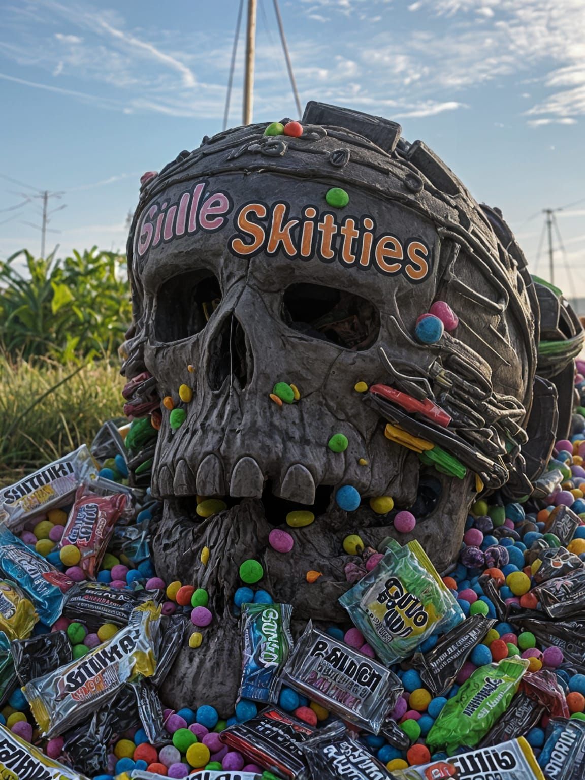 Vibrant Skittle Skull Art