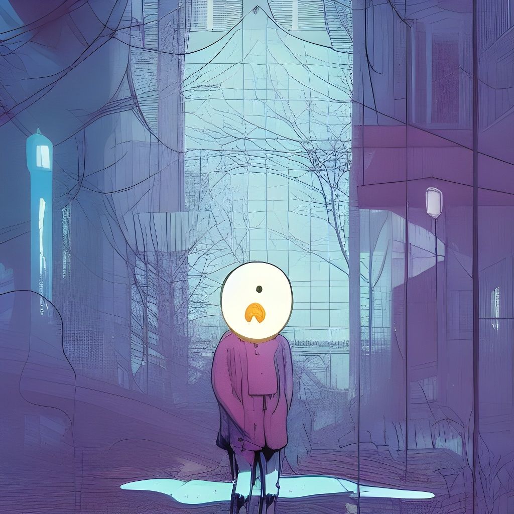 Sad Cartoon Ghost in Colorful Matte Painting