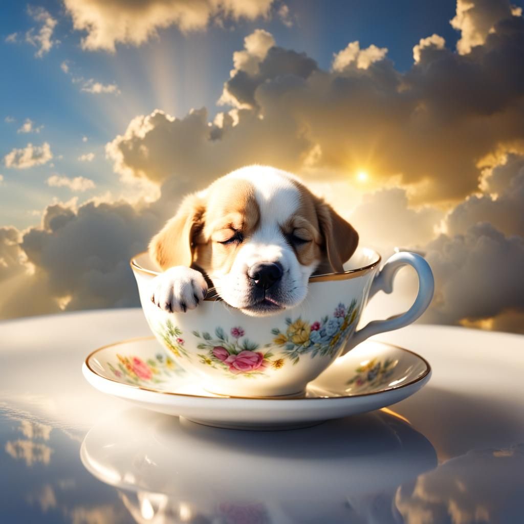 Puppy's Dream: Sunshine Nap in a Teacup