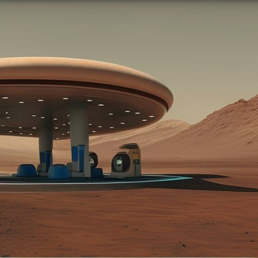 Gas Station on Mars: Digital Matte Painting