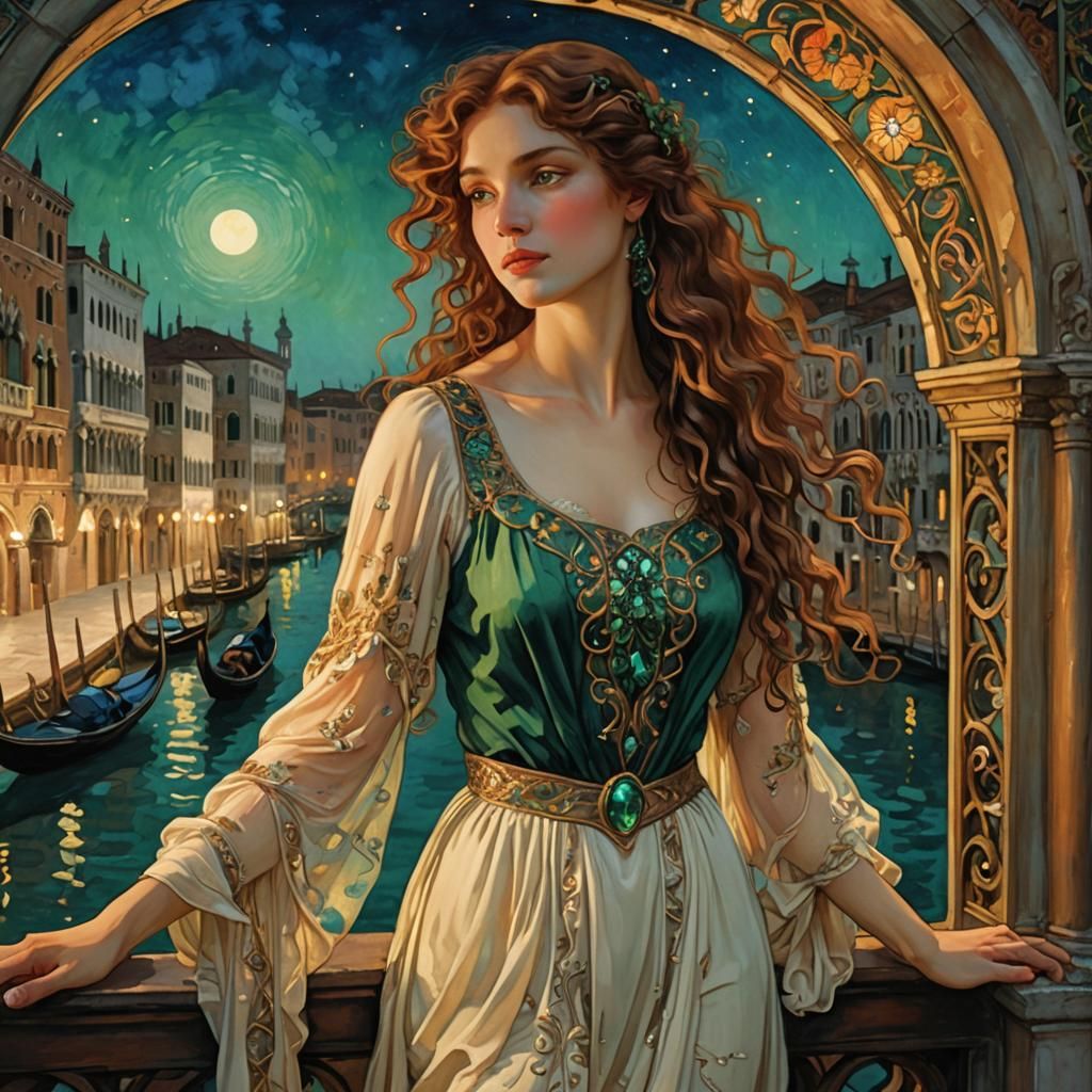 Venetian Woman in Art Nouveau Style