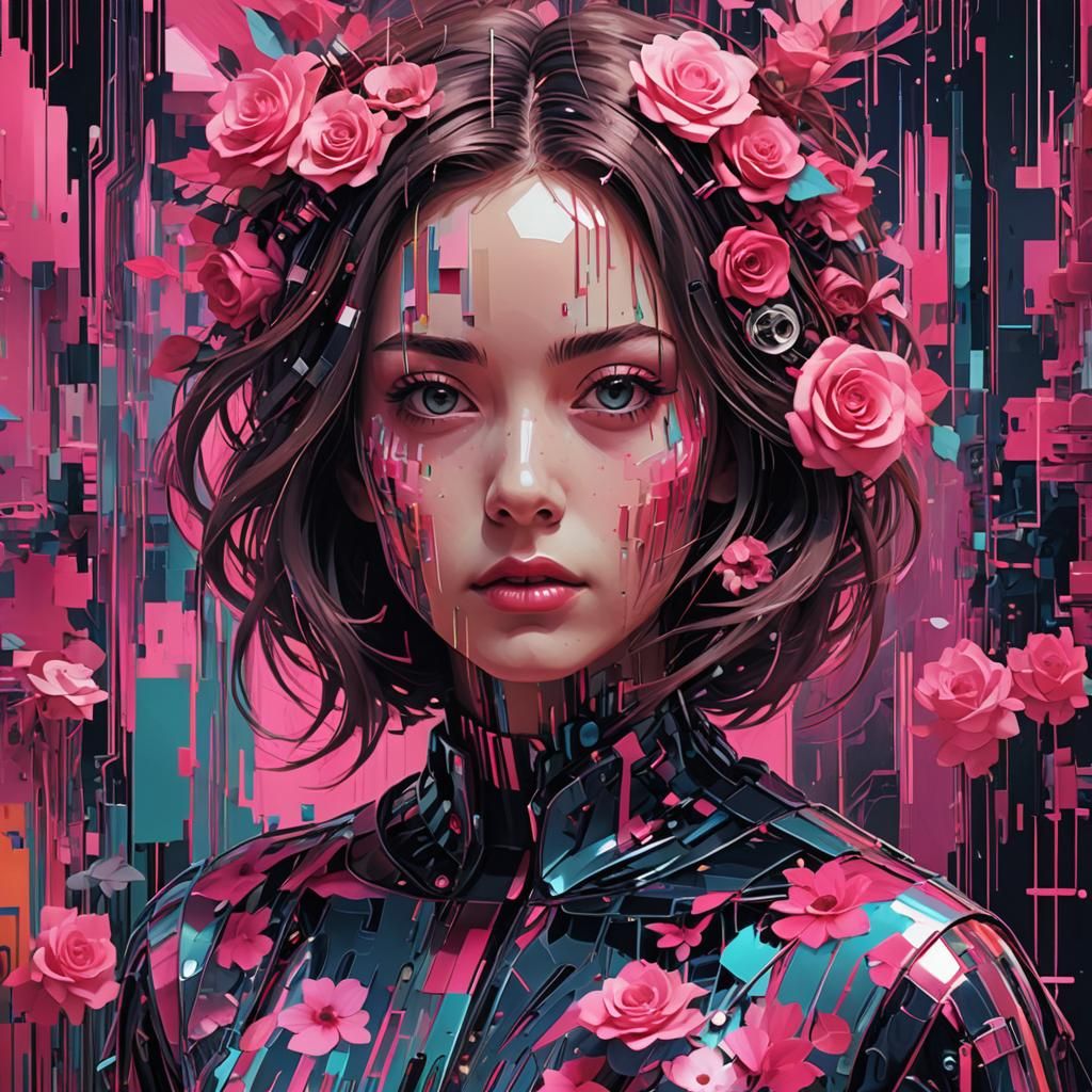 Abstract Glitch Art in Digital Decay Style