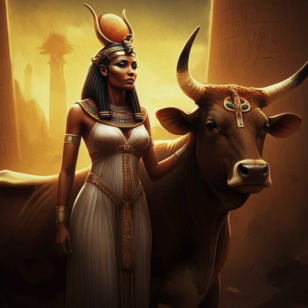 Ancient Egyptian Goddess Neb-Tau-Tȧb in Regal Attire