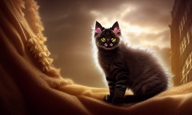 Cinematic Fluffy Kitty: Detailed Digital Matte Painting