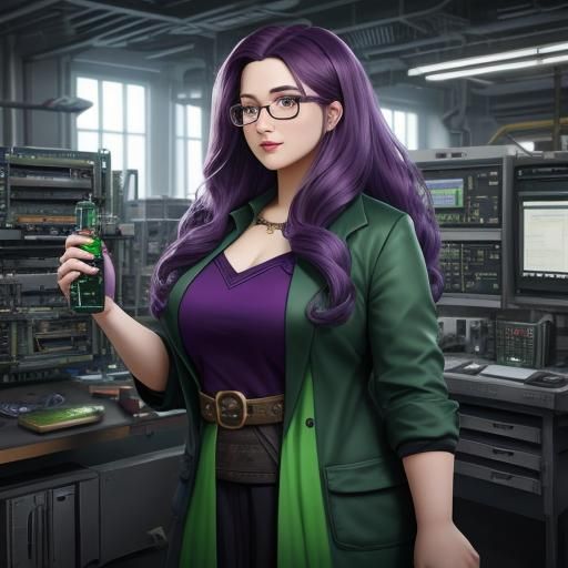 Beautiful Purple-haired Scientist