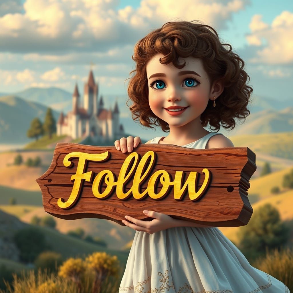 Whimsical Girl in Enchanted Fantasy Landscape