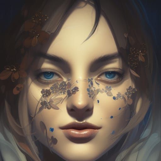 Nighttime Flower Portrait in Hyperdetailed Digital Art