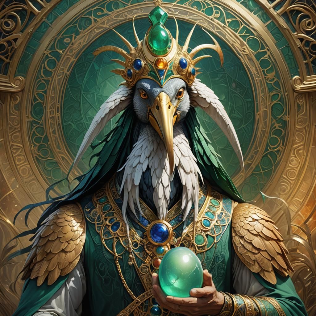 Thoth as an Ibis Laying an Egg Portrait