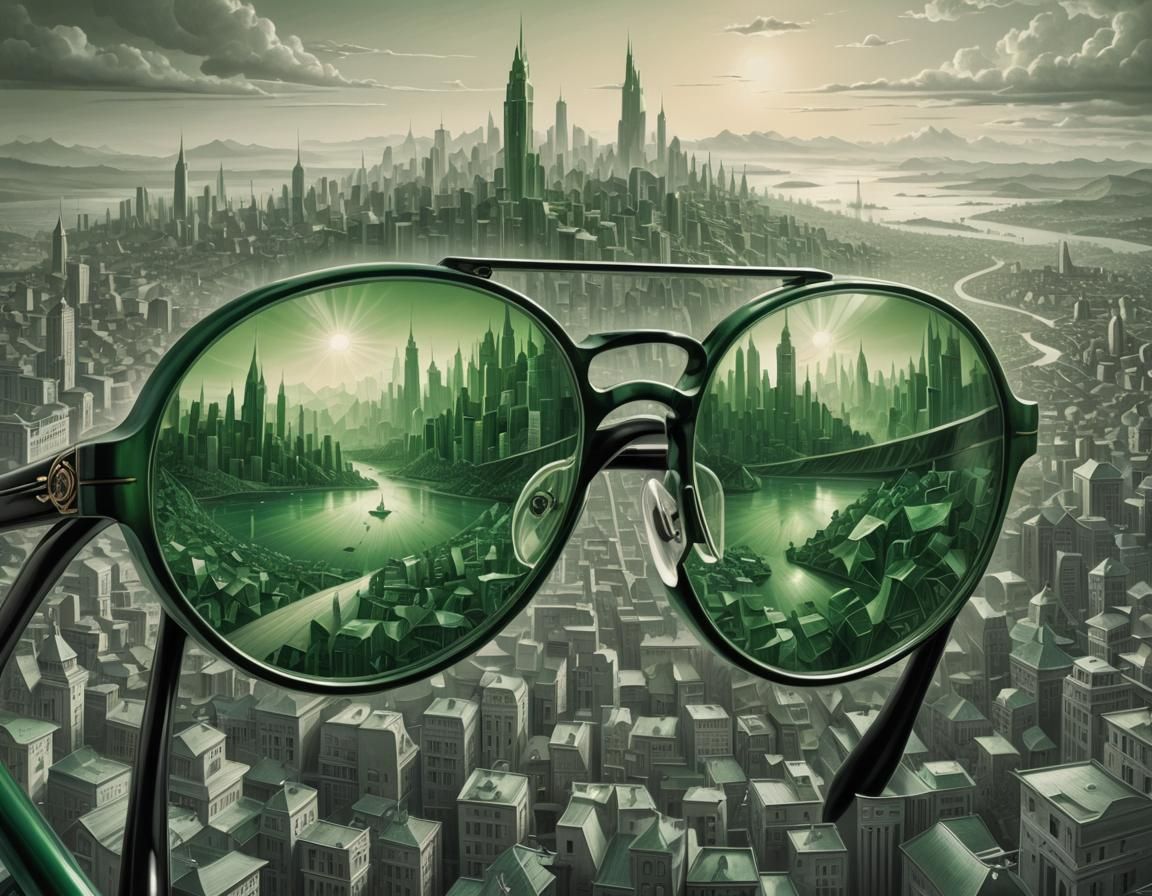 Emerald City Through Green Lenses: Surreal Digital Art