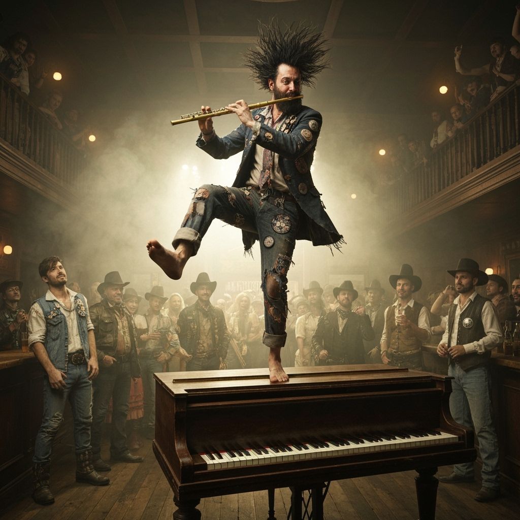 Energetic Minstrel Dances At Saloon Piano