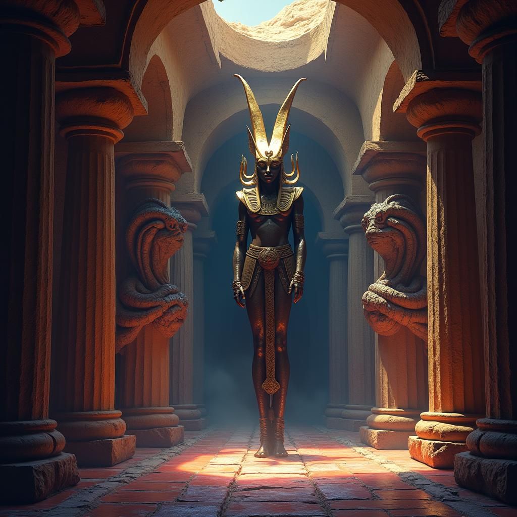 Anubis in Catacomba with Skorpiones, Fantasy Matte Painting