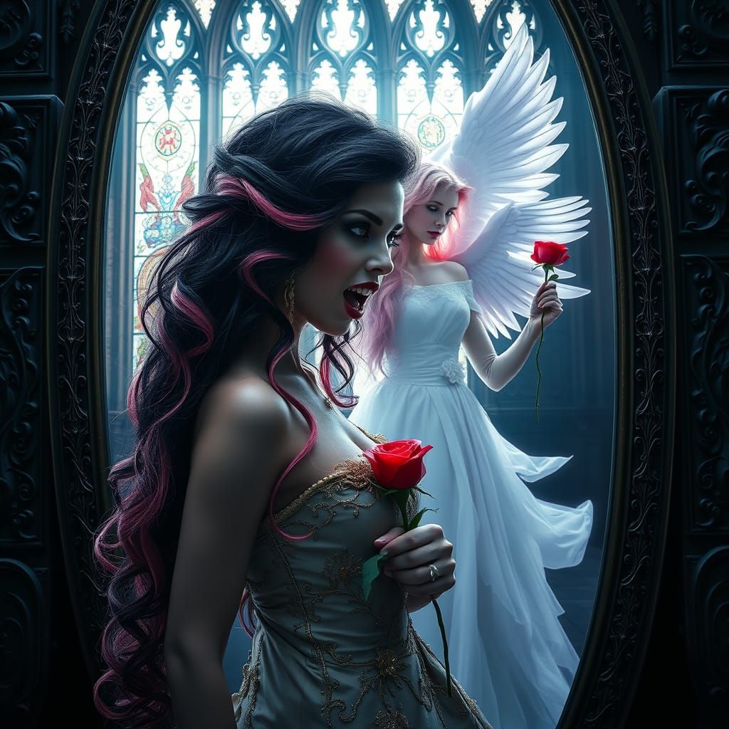 Victorian Vampire Mirror Reflection, Psychological Horror