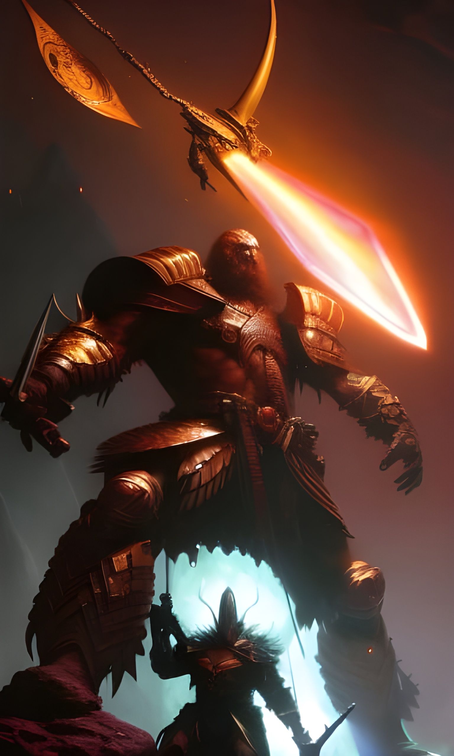 Epic Warrior Cover Art in Maximalist Style