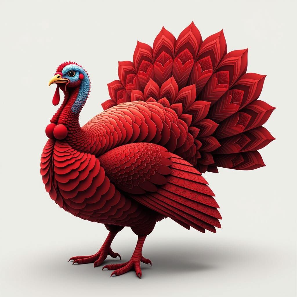 Abstract Fractal Turkey in Blood Red