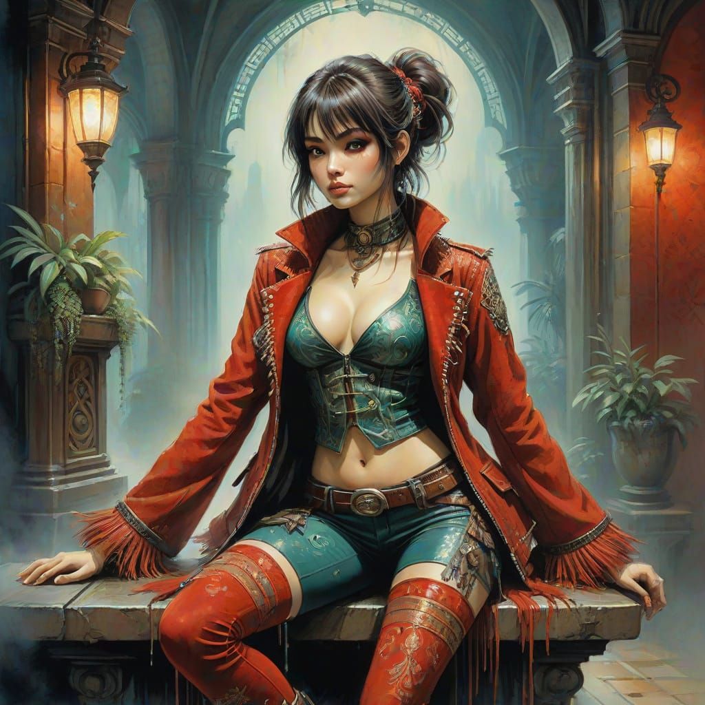 Ethereal Fantasy Portrait in Art Nouveau Style