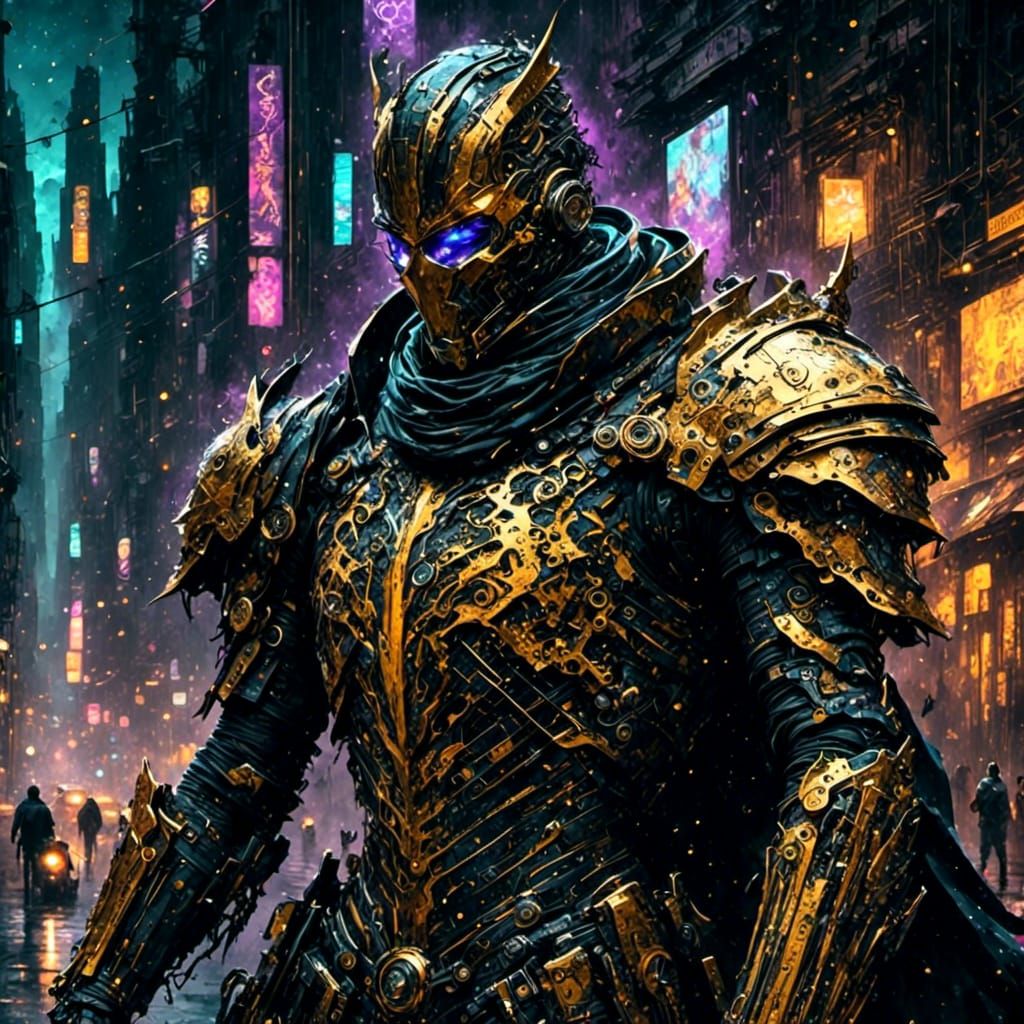 Golden Armored Knight with Magical Blunderbuss