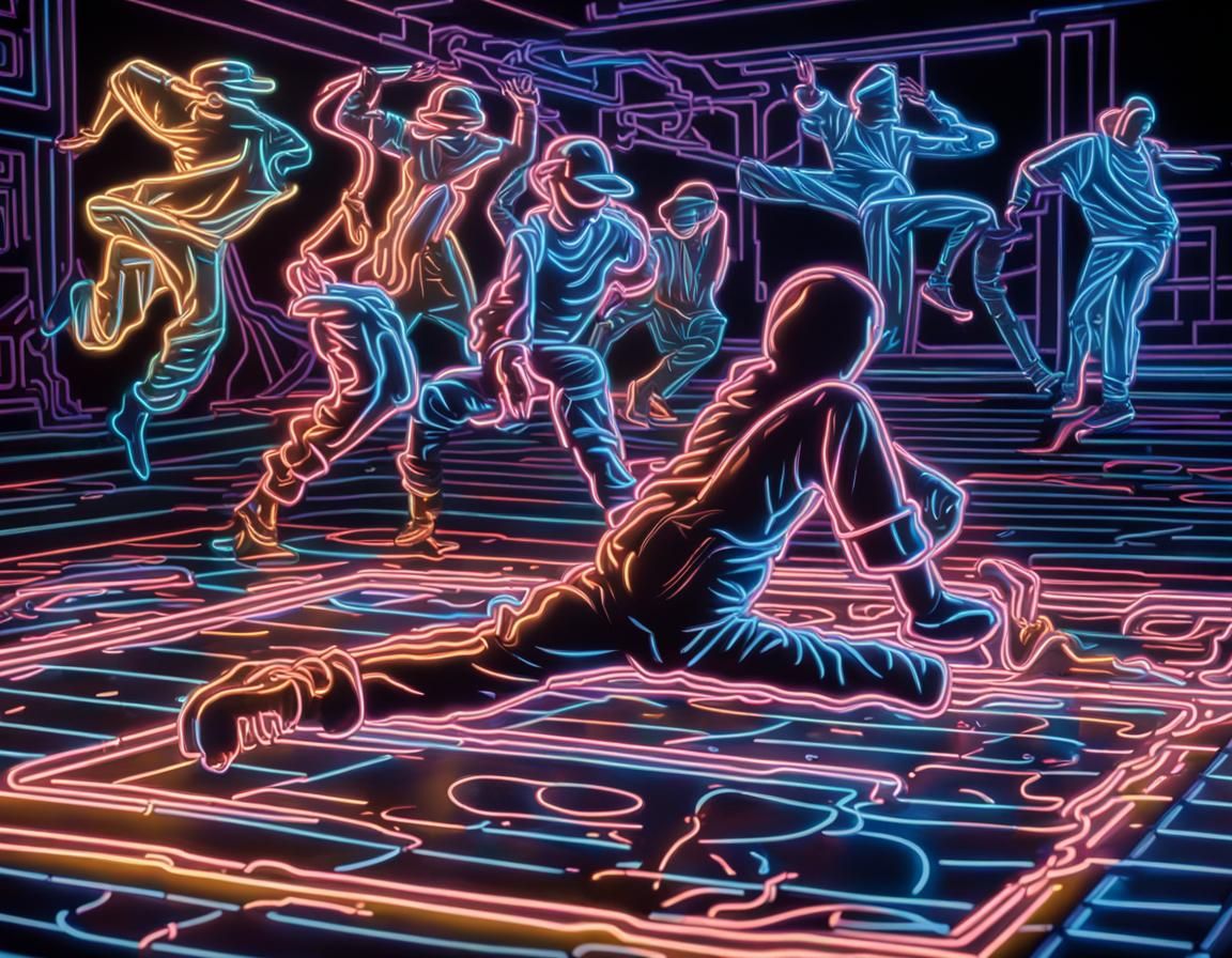 neon breakdancers