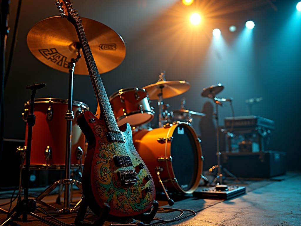 Rock Concert Stage in Warm Golden Glow