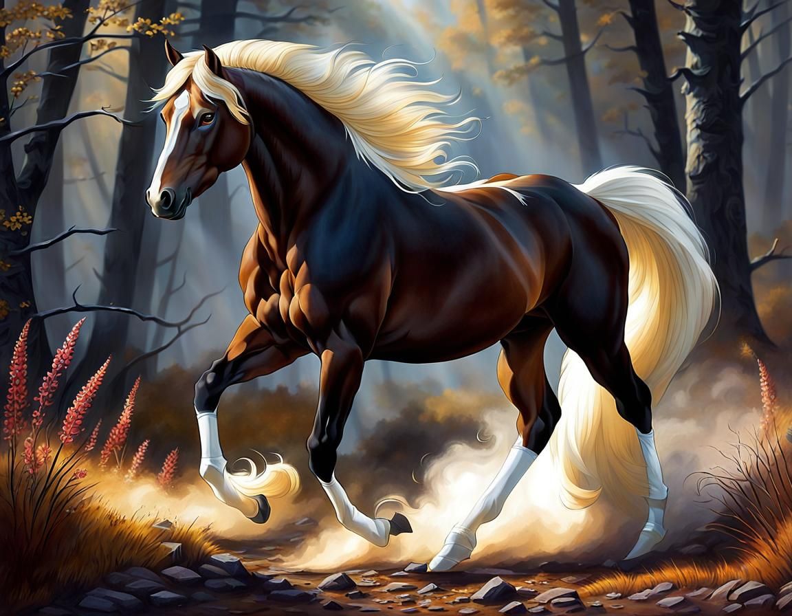 Champion The Wonder Horse - a dark sorrel with a white blaze across his face and white stockings on three legs. Bareback...