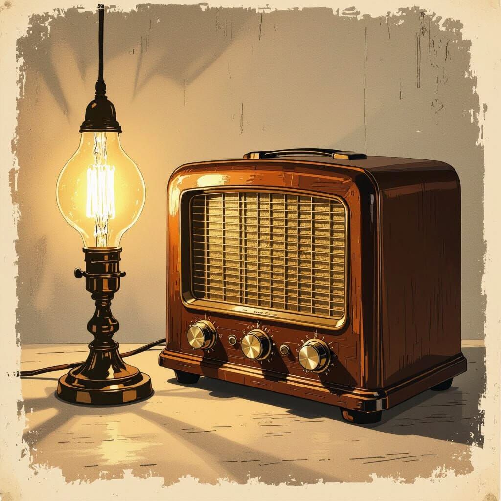 Vintage 1930s Radio Voice in Sepia Tones