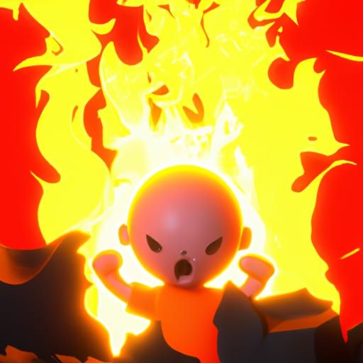 3D Render: Cartoon Character in Hellfire