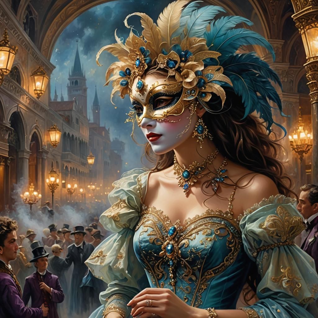 Venetian Masquerade Ball: A Stunning Woman in Venice