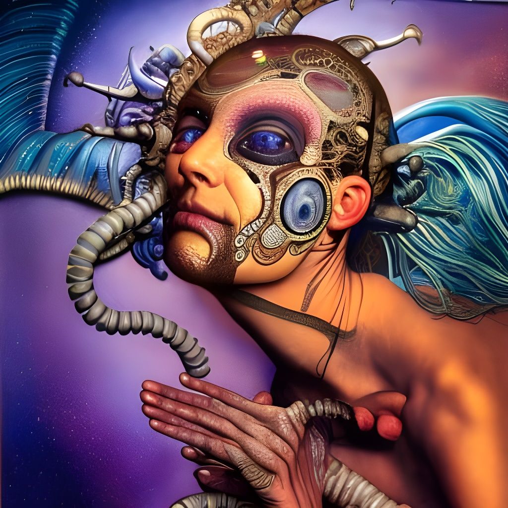 Intricate Alien Starchild Illustration in Surreal Style