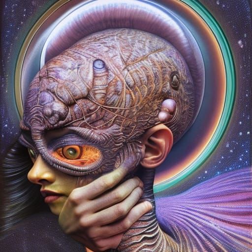 Intergalactic Starchild Alien in Art Nouveau Style