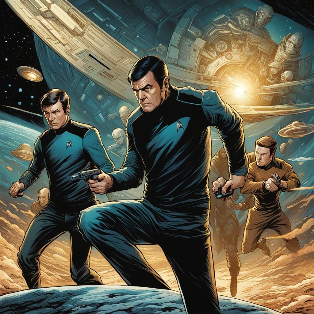 Star Trek Cast in Comic Book Art Style