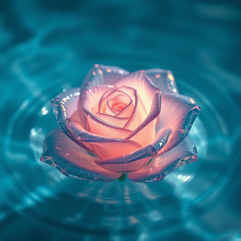 Crystal Rose Submerged in Water: Photoreal Matte Painting