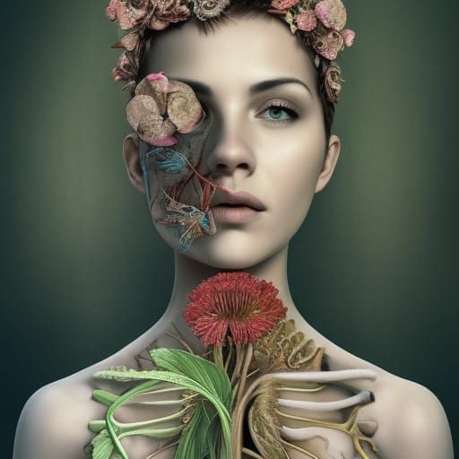 Botanical Anatomy Portrait in Photorealistic Style