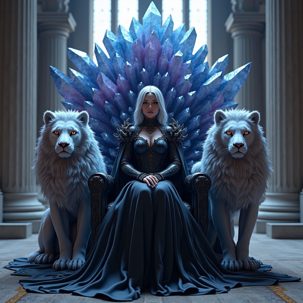 Gothic Goddess on Zeolite Throne in 3D Anime Style