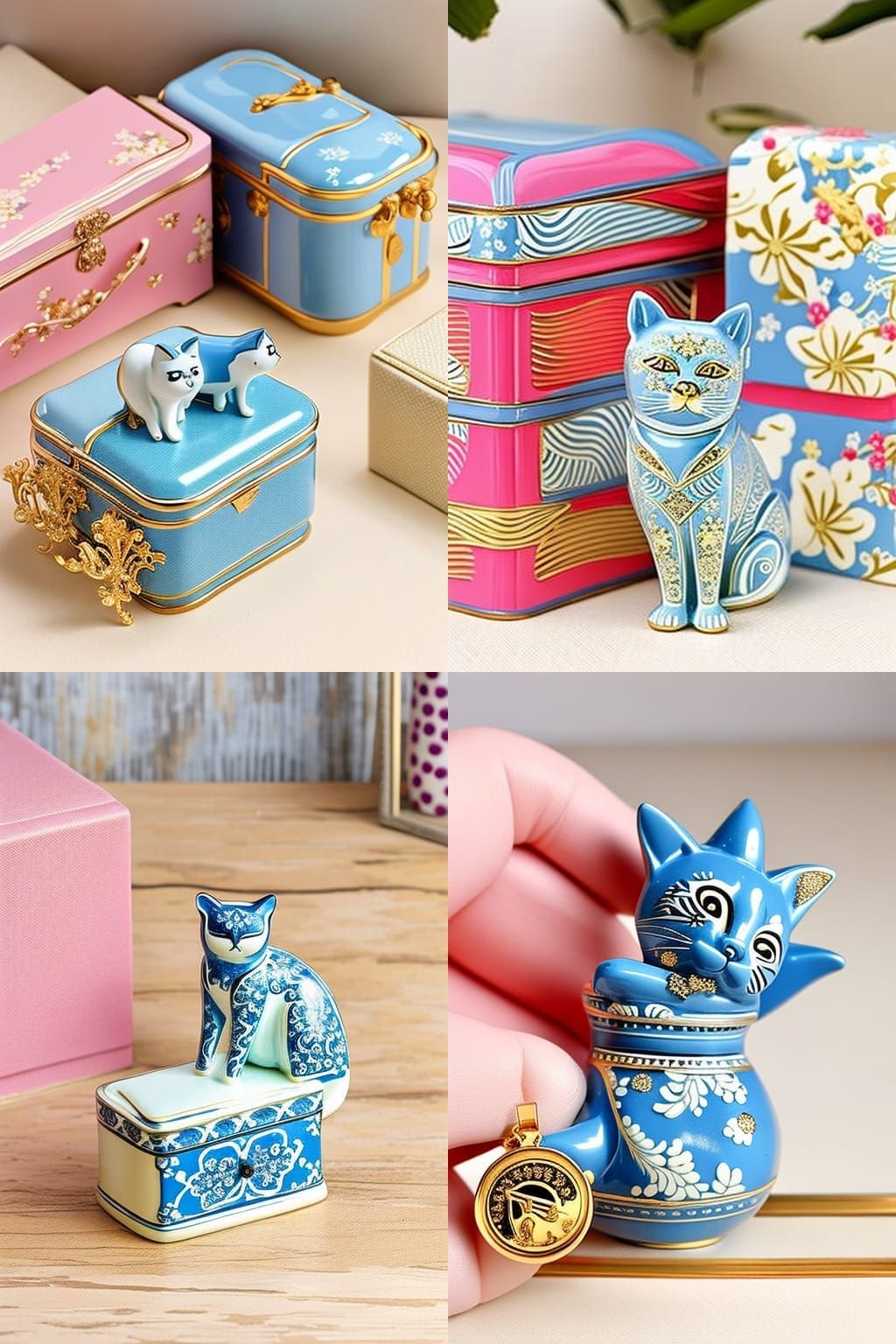 Lucky Cat Kawaii Illustration in Watercolor Style