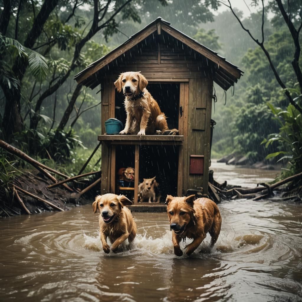Hero Dog Rescues Child in Raging River