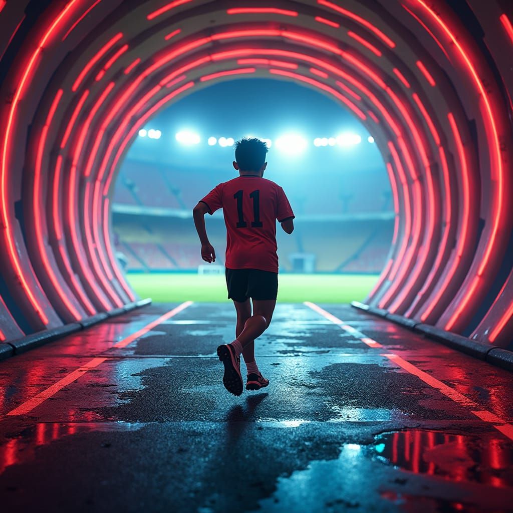 Asian Footballer's Dream: Futuristic Artstation Concept