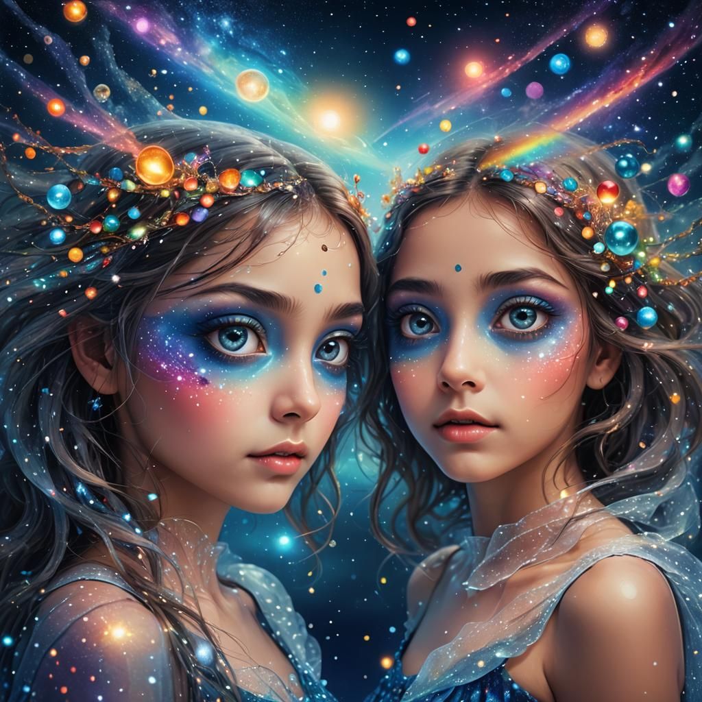 Fantasy Eyes Reflecting a Cosmic Universe