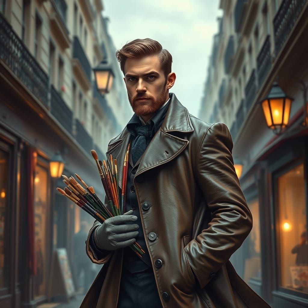 Elegant Victorian Gentleman Strolls 19th Century Paris Stree...